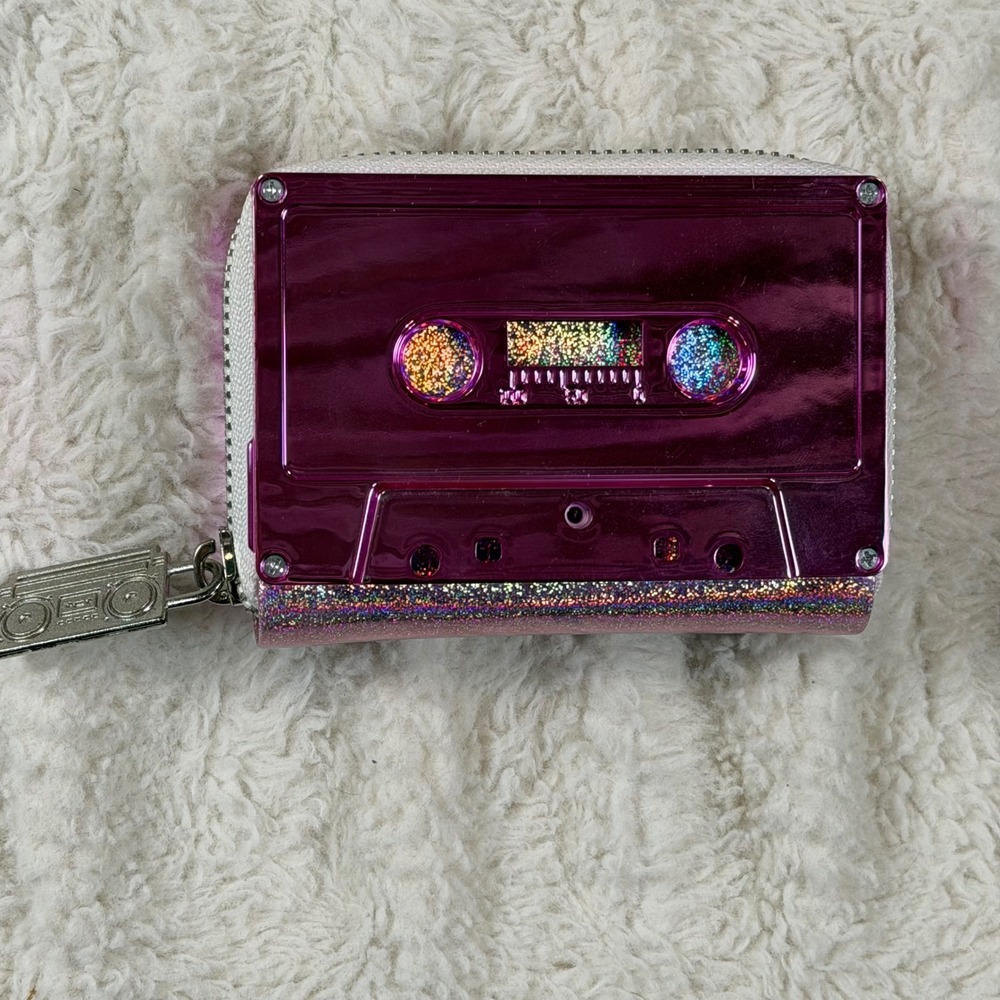 FYDELITY Cassette Tape Coin Purse Pink Metallic Glitter Retro Y2K